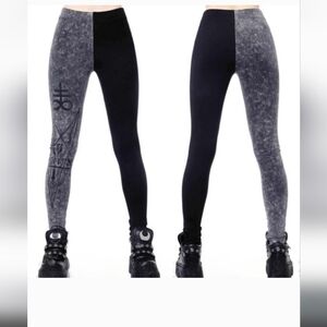 Killstar Grave Bound Split Acid Wash Black Goth Witch Alt Core Leggings Occult S